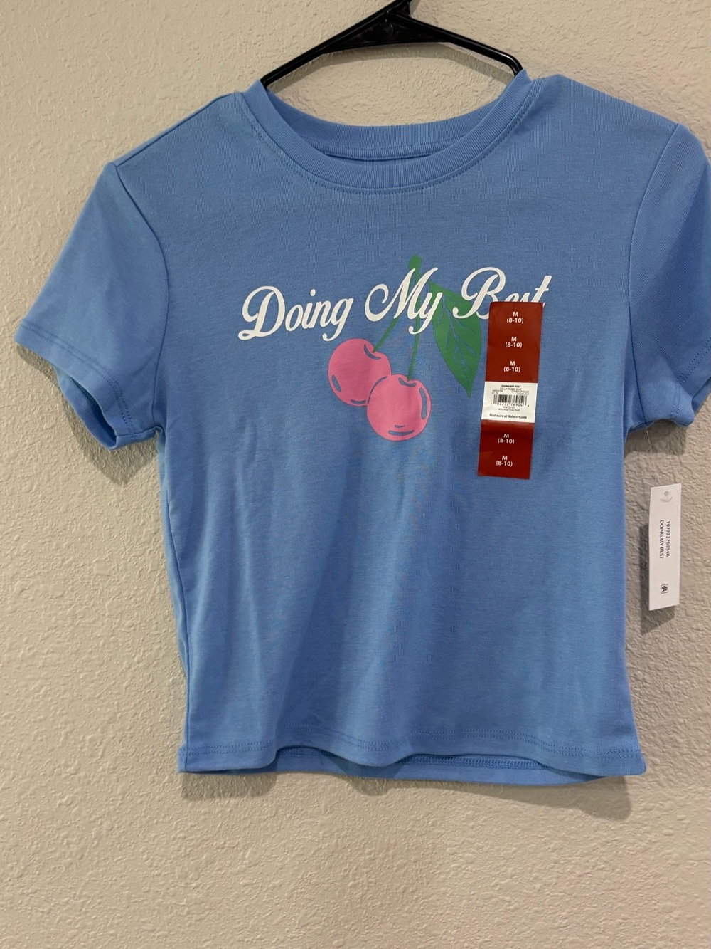 Doing My Best Blue Graphic Tee with Cherry Print medium